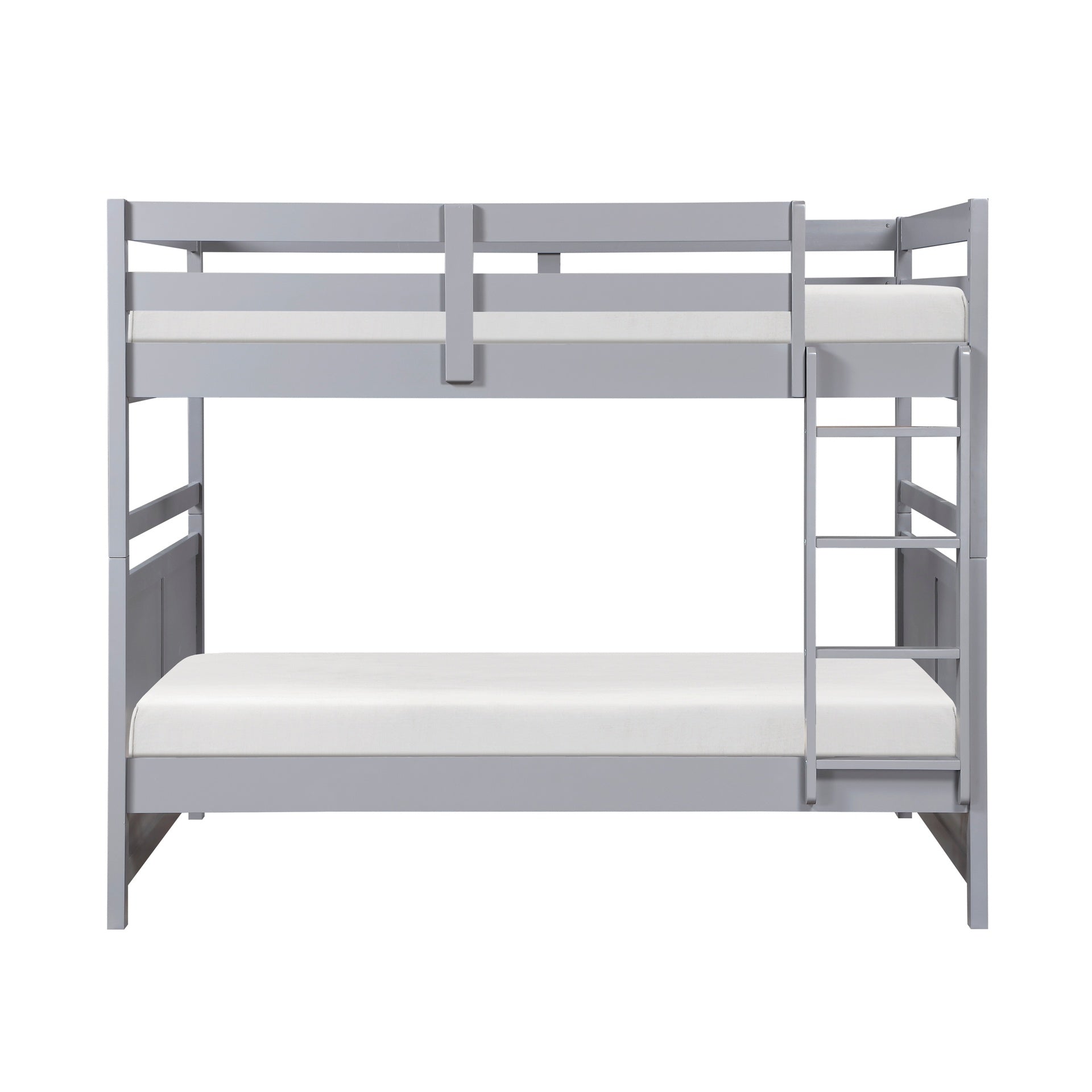 Bunk Bed Full Over Full Gray Finish Sturdy Wood Frame Guard Rails Youth Bedroom Furniture 1pc