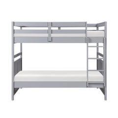 Bunk Bed Full Over Full Gray Finish Sturdy Wood Frame Guard Rails Youth Bedroom Furniture 1pc