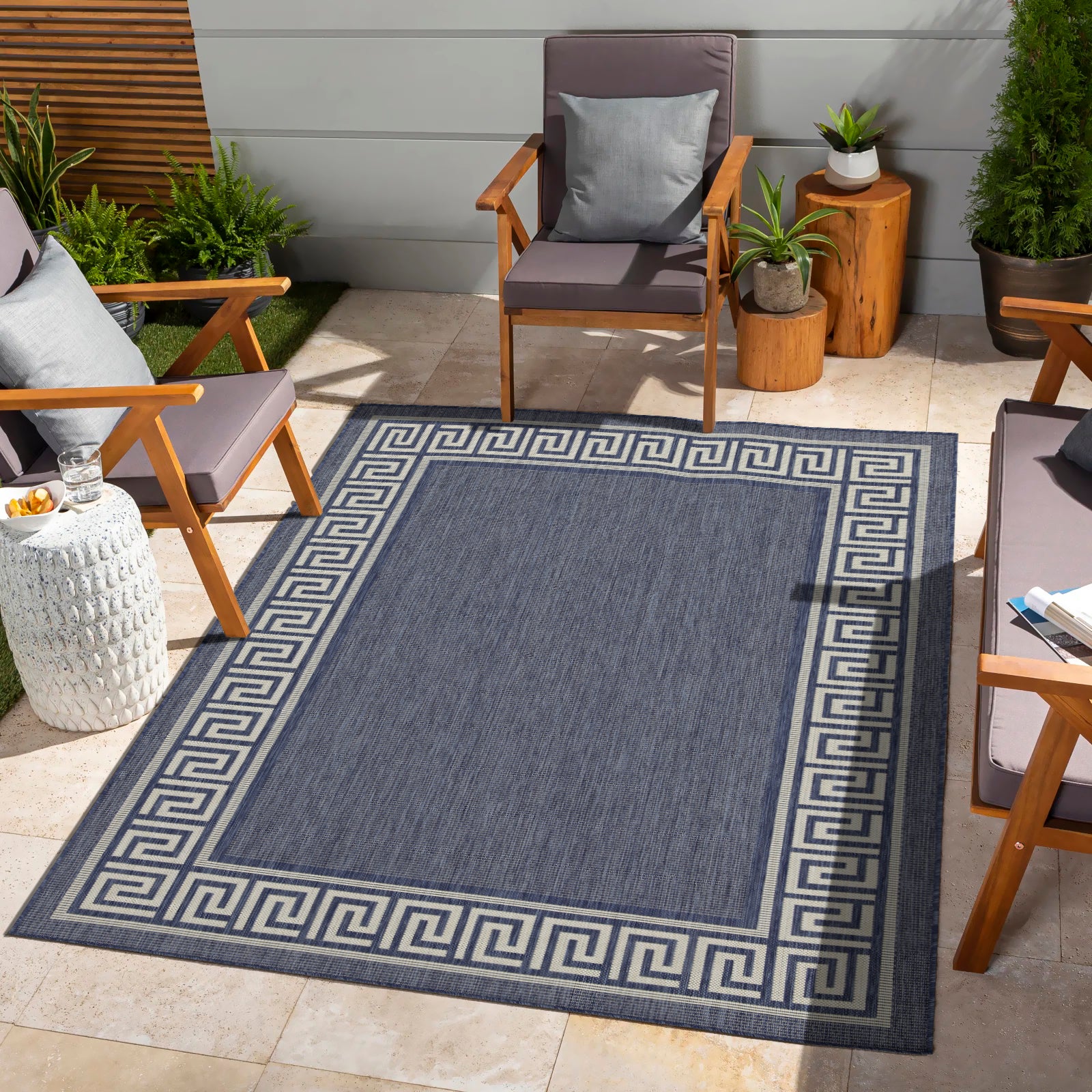 Sunshine GC_HAR2001 Blue 2 ft. 7 in. x 7 ft. 3 in. Indoor/Outdoor Area Rug