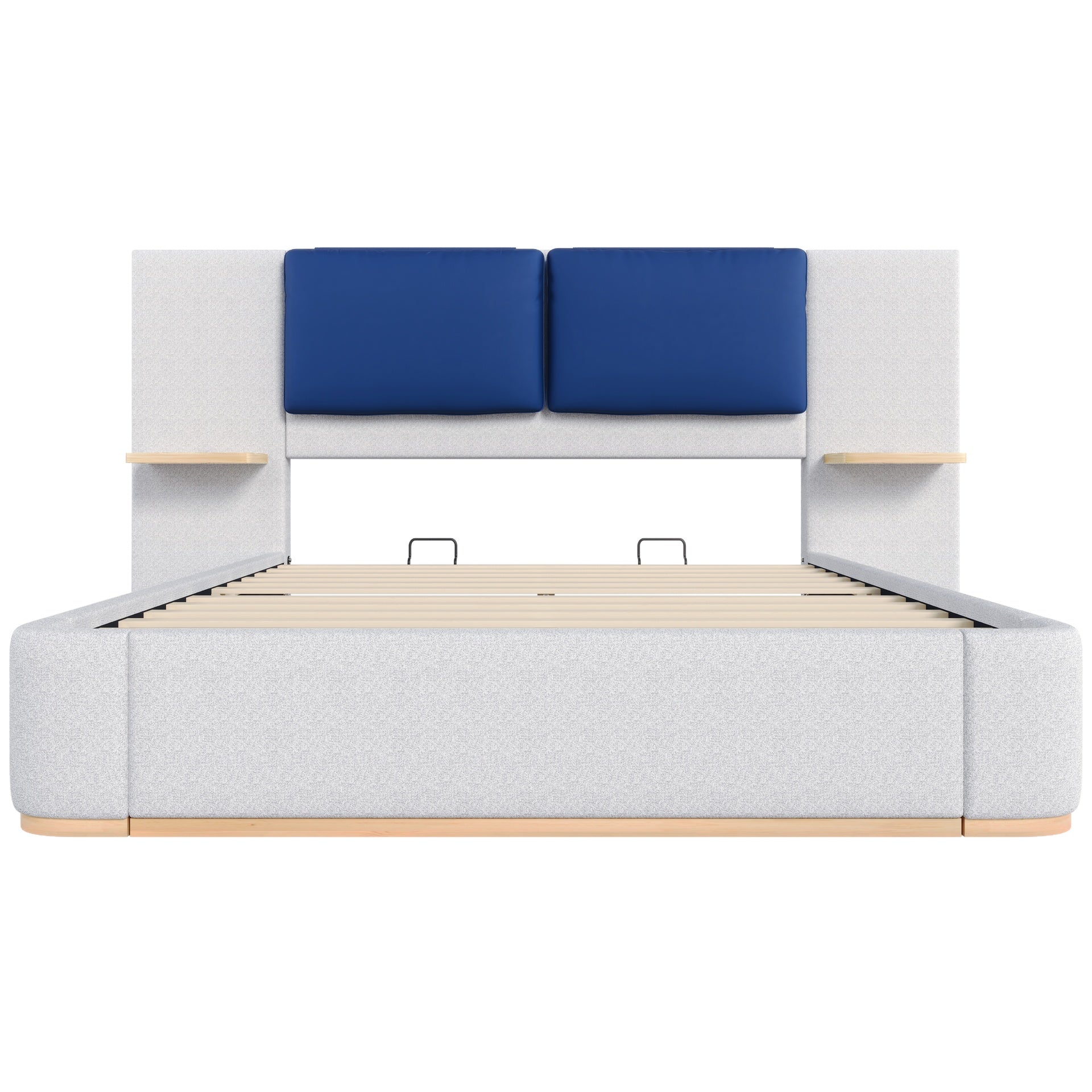 Queen Size Upholstered Platform Bed with Panel, Platform Bed Frame with Anti-Collision Soft Rounded Corners, Stable and Solid, No Box Spring Needed, Easy Assembly, Grey