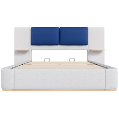 Queen Size Upholstered Platform Bed with Panel, Platform Bed Frame with Anti-Collision Soft Rounded Corners, Stable and Solid, No Box Spring Needed, Easy Assembly, Grey