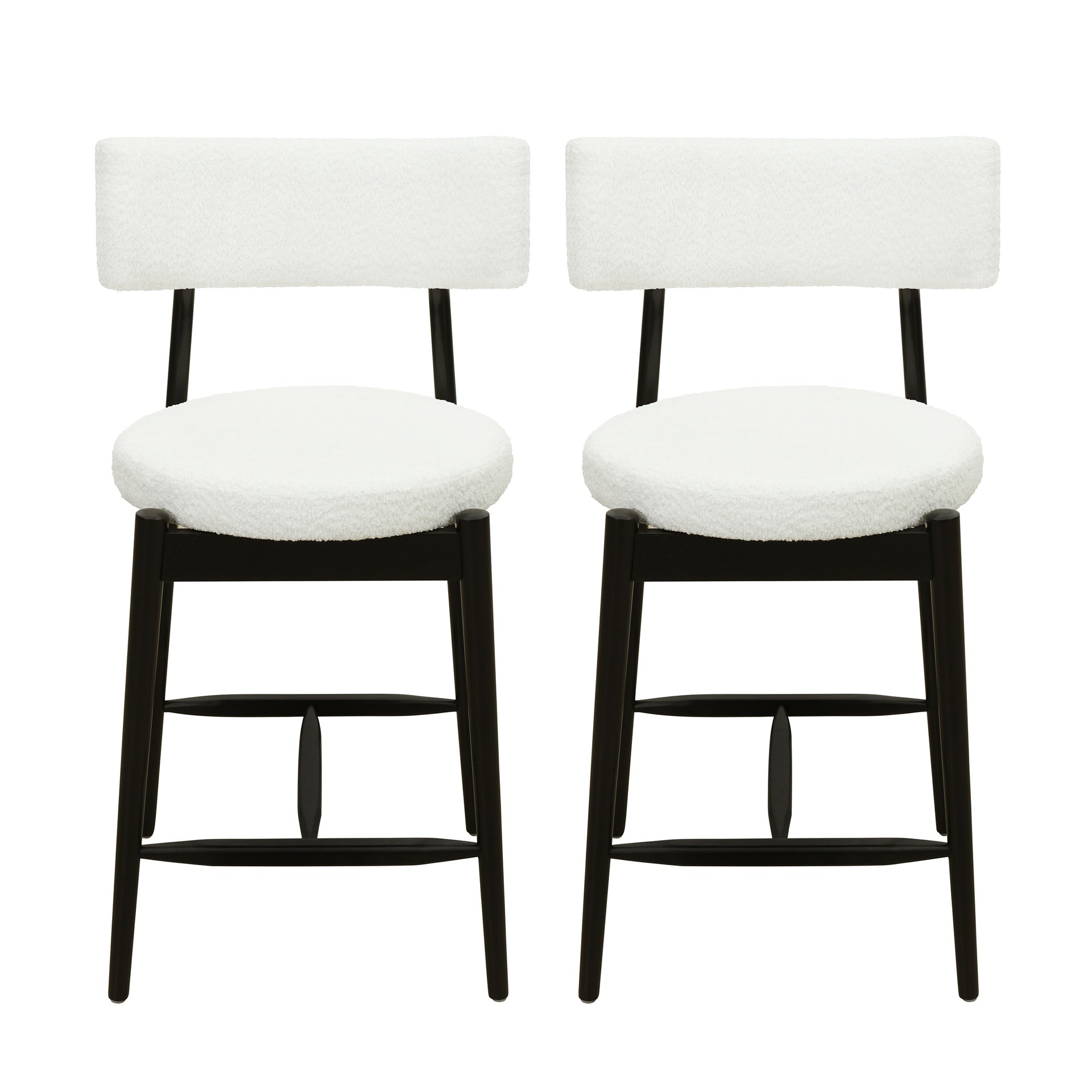 Mid Century Modern Counter Stool (Sets of 2)  Black+Beige