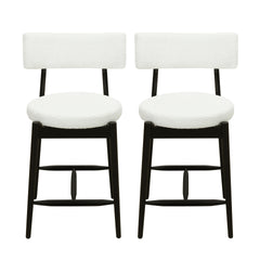 Mid Century Modern Counter Stool (Sets of 2)  Black+Beige