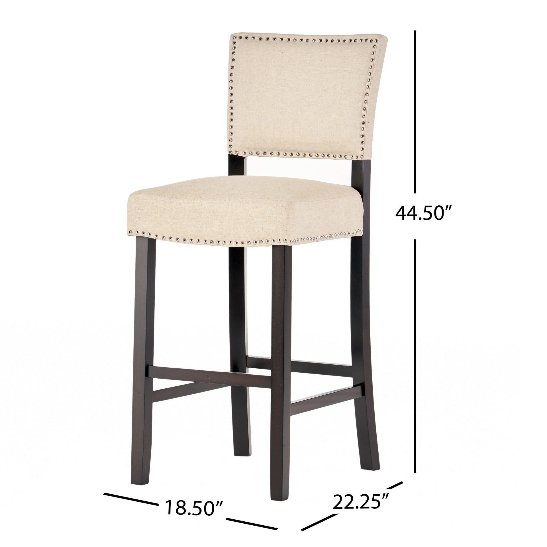 Barstools With rivet decoration set of 2 , wood Frame,fabric Sponge cushion and Upholstered Barstools, Bar Chairs for Kitchen Island,Bedroom,Dining Room.