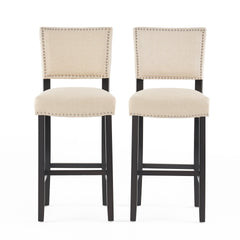 Barstools With rivet decoration set of 2 , wood Frame,fabric Sponge cushion and Upholstered Barstools, Bar Chairs for Kitchen Island,Bedroom,Dining Room.