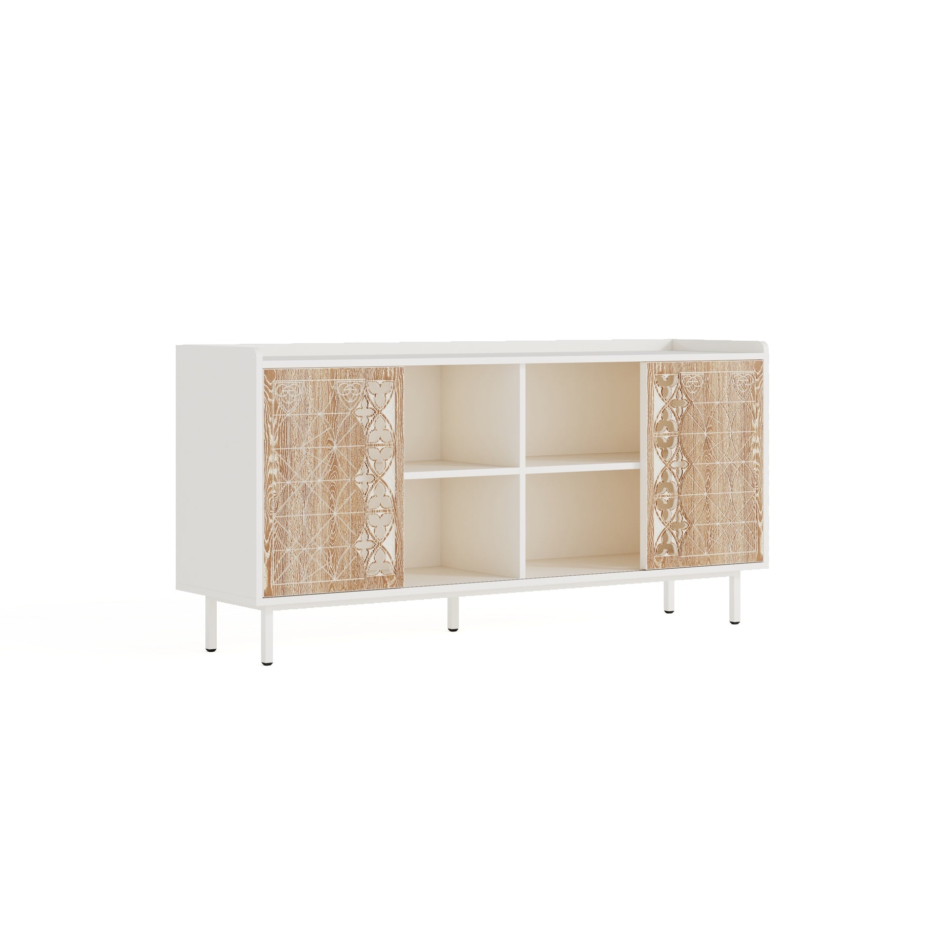 Sicotas Mid Century Sideboard Storage Rustic Sliding Door Solid Wood Cabinet for Living Room Decorative TV Buffet and Storage for TV Stand,Sideboards,Accent Cabinets