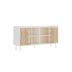 Sicotas Mid Century Sideboard Storage Rustic Sliding Door Solid Wood Cabinet for Living Room Decorative TV Buffet and Storage for TV Stand,Sideboards,Accent Cabinets