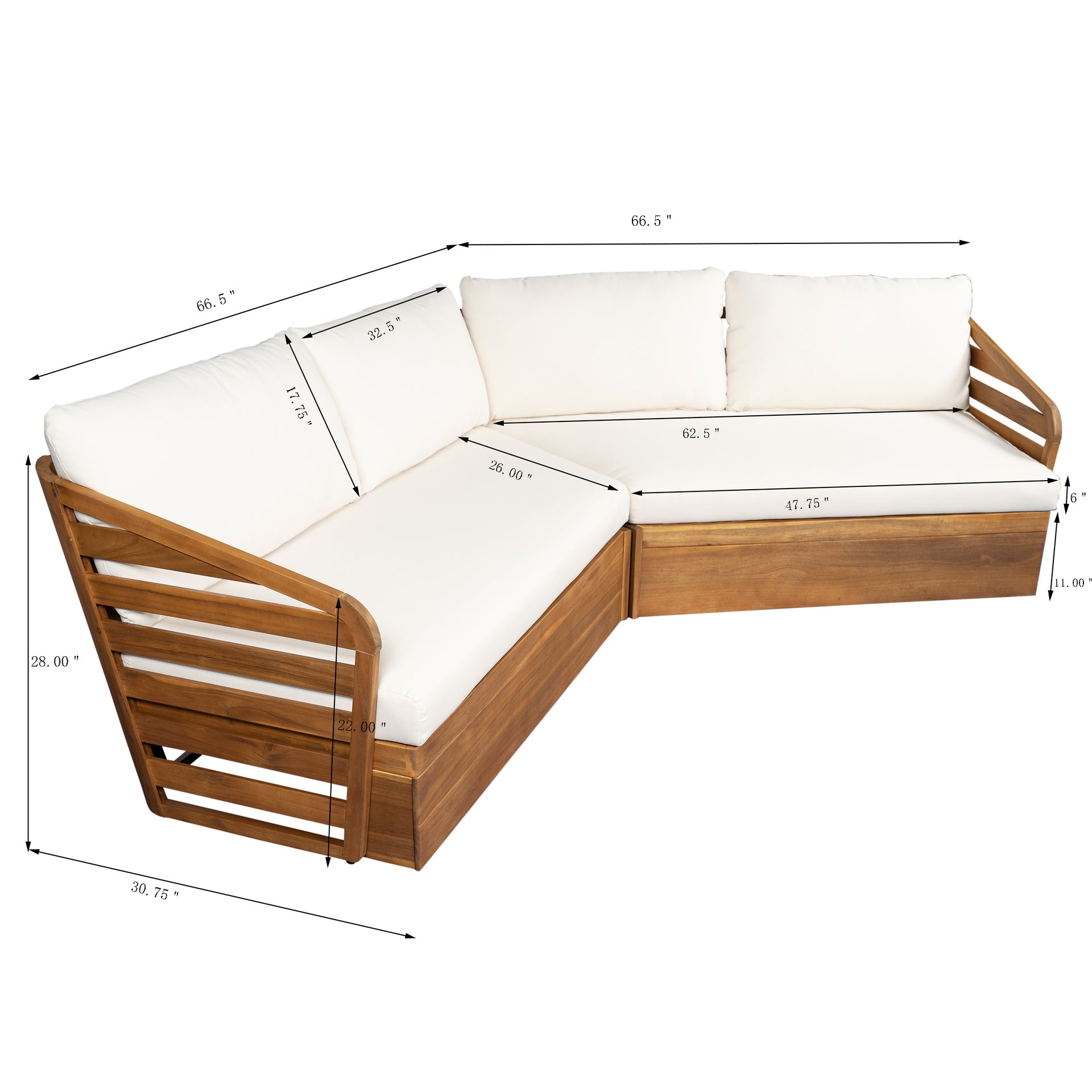Royal Acacia Patio V Sofa Setctional set, Beige