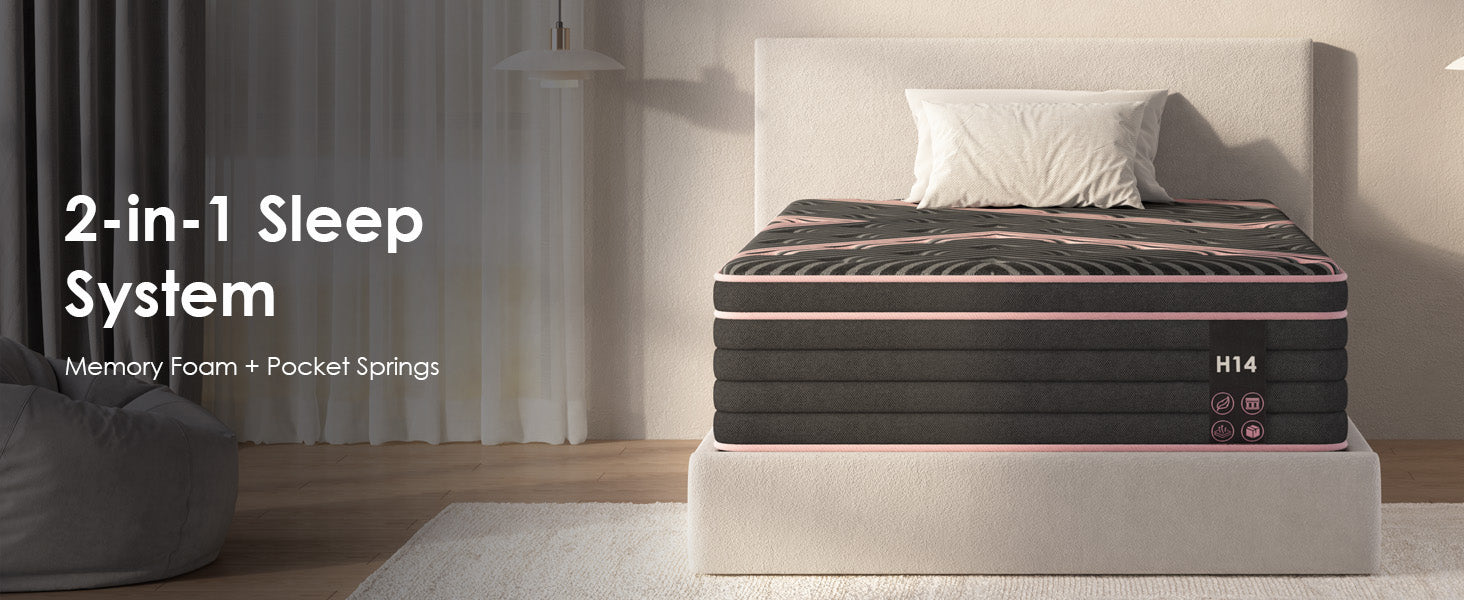 Queen Size Mattress,10 Inch Hybrid Mattress, Individually Pocketed Innerspring, Medium Firm