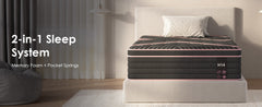 Queen Size Mattress,10 Inch Hybrid Mattress, Individually Pocketed Innerspring, Medium Firm