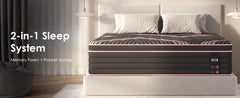 Queen Size Mattress,10 Inch Hybrid Mattress, Individually Pocketed Innerspring, Medium Firm