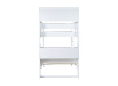 Twin Over Twin Bunk Bed with Shelves , Rubber Wood Bed with Shelves Headboard, Safety Guardrails and Ladder, Convertible to 2 Beds,White