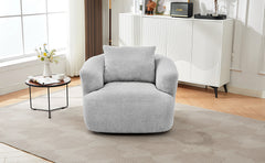 360° Swivel Chair, 38.2" Accent Chair Sofa, Upholstered Swivel Barrel Sofa Chair with a Throw Pillow for Living Room, Bedroom, Office and Hotel, Light Grey