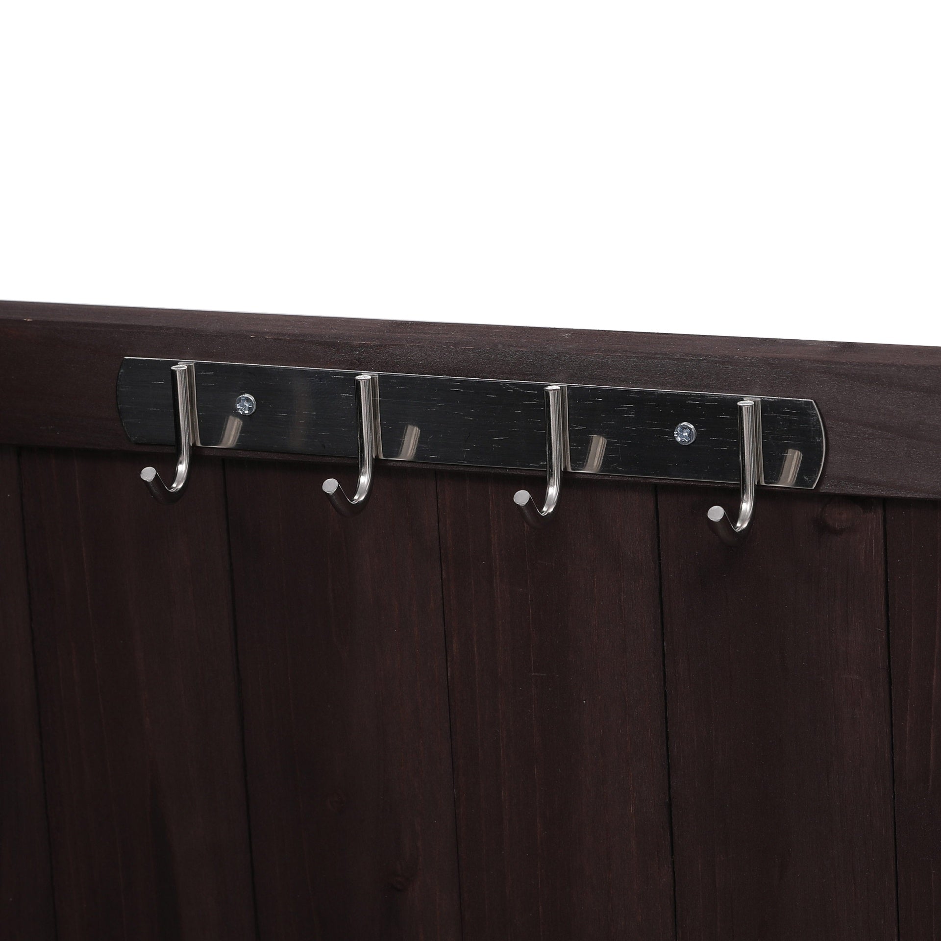 K&K 53.3" Outdoor Kitchen Island with Raised Shelf, Solid Wood Storage Cabinet with Stainless Steel Top, Outdoor Rolling Grill Cart with Internal Storage Rack, Adjustable Shelf, Spice Rack, Brown