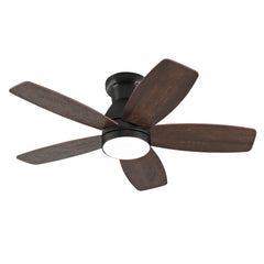 32-inch Low-Profile Ceiling Fan with Light and Remote Control, Dimmable Quiet DC Motor, for Bedroom Indoor Outdoor Use, Black