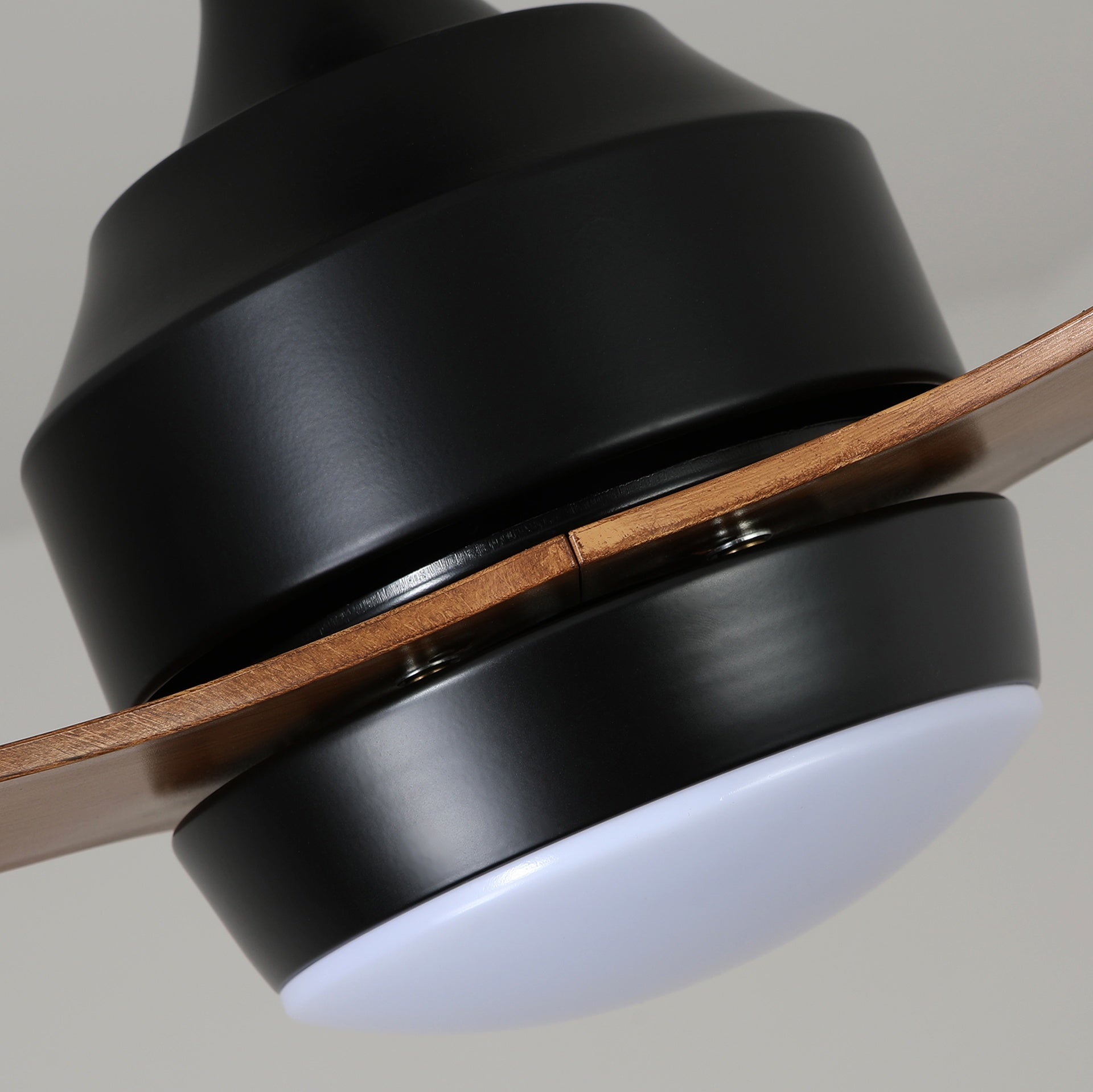 52" Ceiling Fan with Lights Quiet DC Motor 3 ABS Blade Ceiling Fans 6 Speed Levels,Reversible Ceiling Fan, for Patio Living Room, Bedroom, Office,Indoor. (Matte Black + Wood Gain )