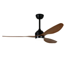 52" Ceiling Fan with Lights Quiet DC Motor 3 ABS Blade Ceiling Fans 6 Speed Levels,Reversible Ceiling Fan, for Patio Living Room, Bedroom, Office,Indoor. (Matte Black + Wood Gain )