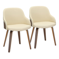 Bacci Mid-Century Modern Dining/Accent Chair in Walnut Wood and Cream Faux Leather by LumiSource