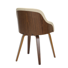 Bacci Mid-Century Modern Dining/Accent Chair in Walnut Wood and Cream Faux Leather by LumiSource