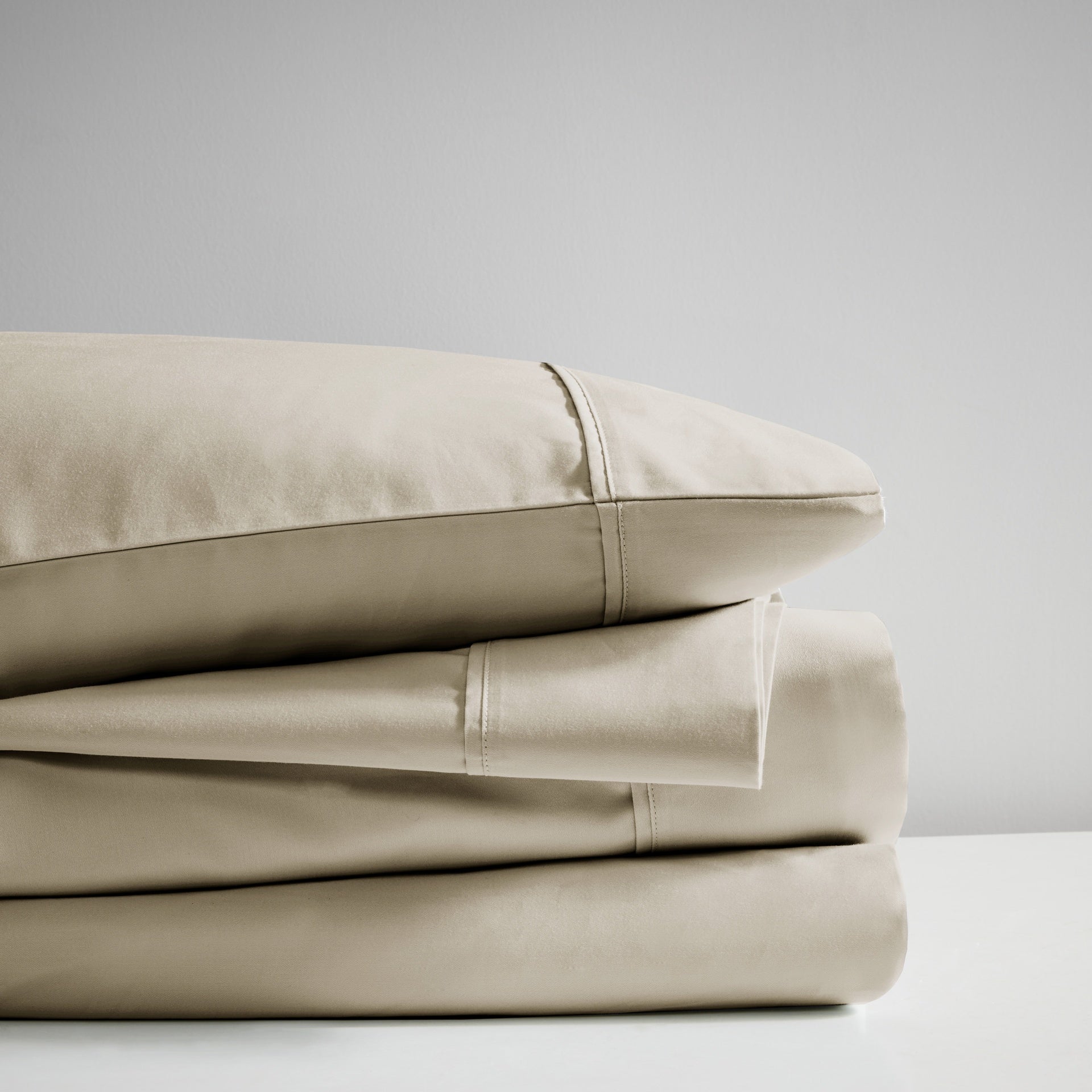 4-Piece Full Cooling Cotton Blend  Sheet Set, Khaki