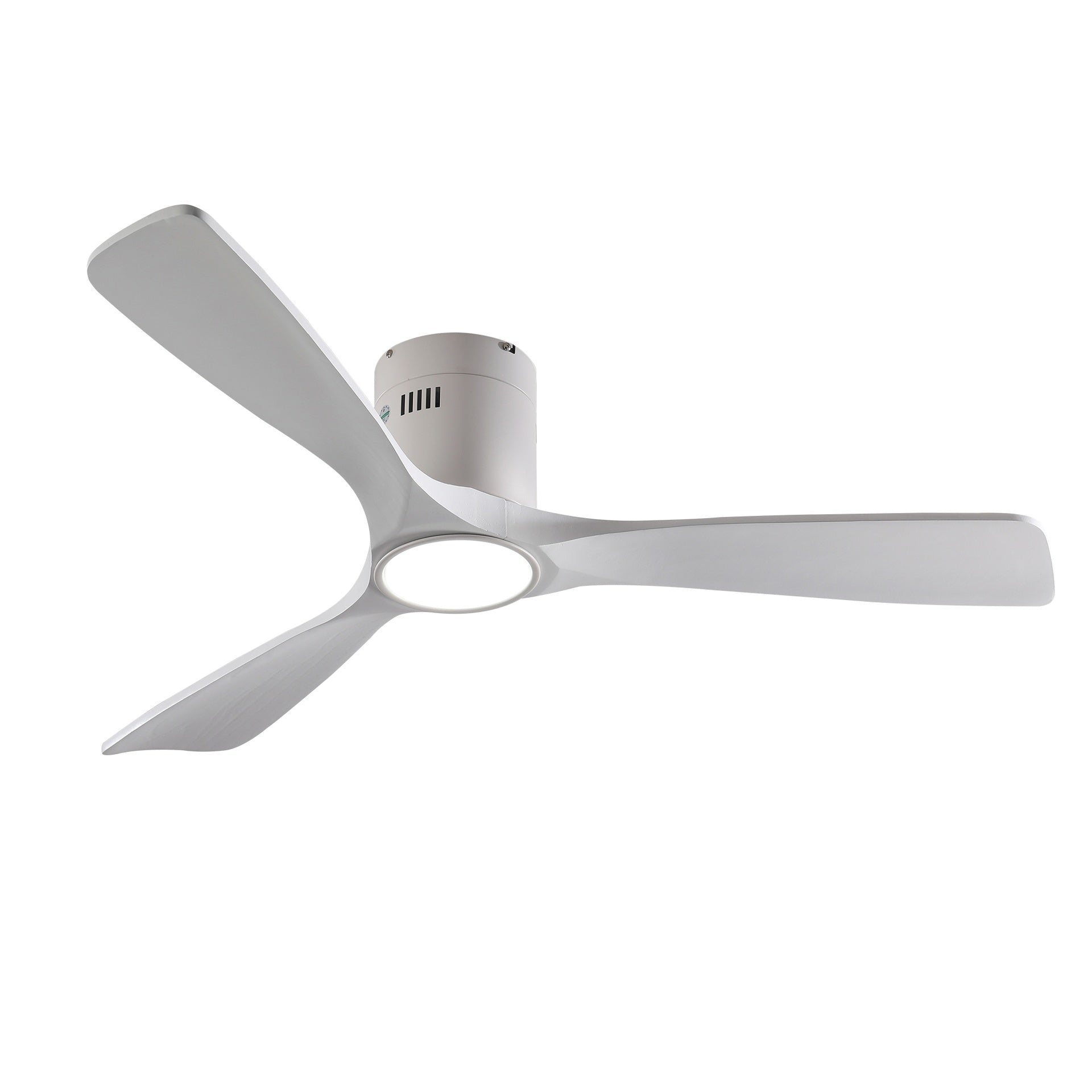 52 Inch Mounting Type Solid Wood Ceiling Fan With Light Kit Dimmable LED, DC 6 Speed ,Remote Control Ceiling Fan  for Patio Living Room, Bedroom, Office,Indoor.(Matte White+Wood)