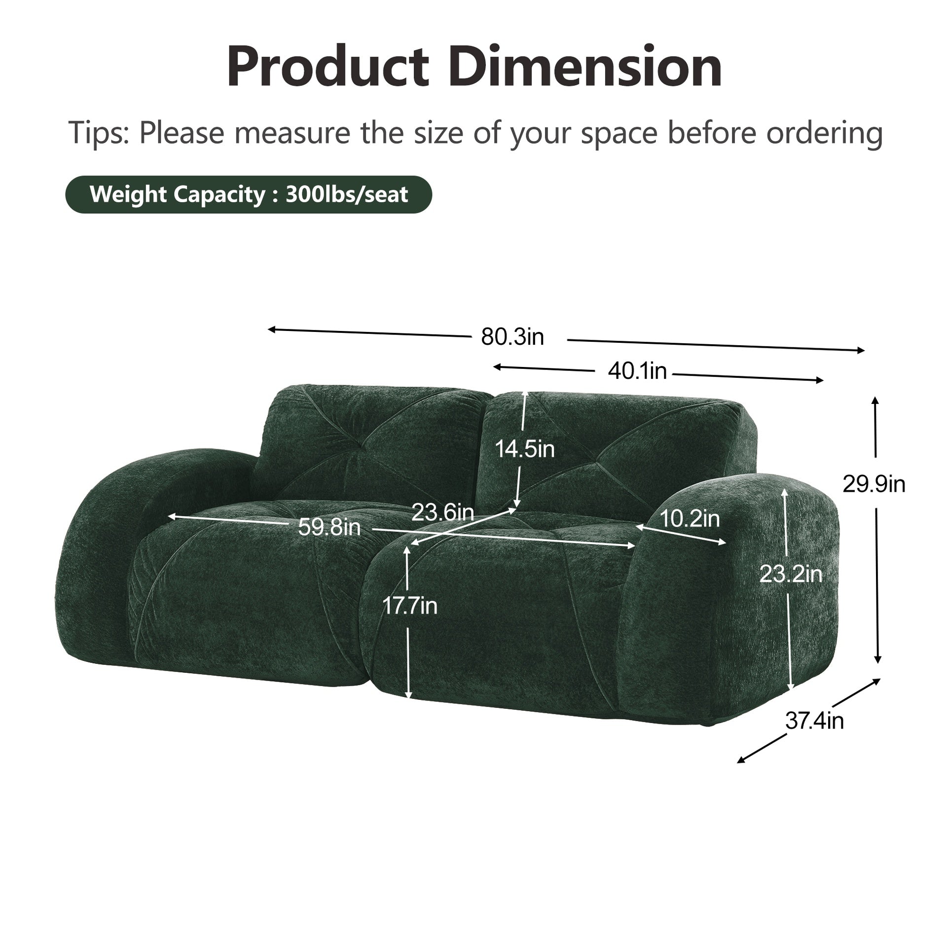2 Piece Sofa Set Comfy Sofa Couch,  2+3 Seater Sofa Set,Deep Seat Sofa,Soft Velvet Fabric,32D High Density Sponge  Bottom,No Assembly Required, Modern Sofa Set for Living Room,Green
