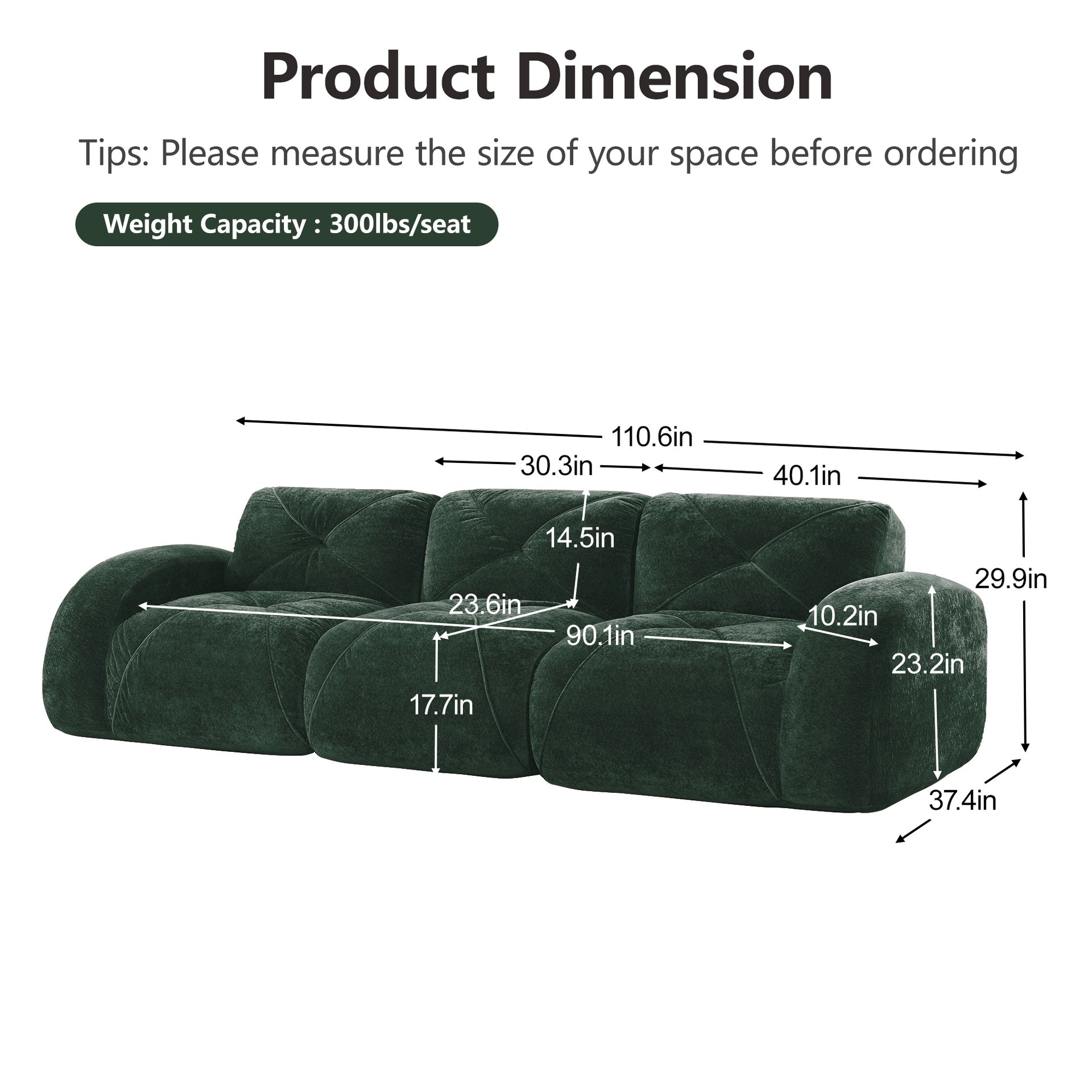 2 Piece Sofa Set Comfy Sofa Couch,  2+3 Seater Sofa Set,Deep Seat Sofa,Soft Velvet Fabric,32D High Density Sponge  Bottom,No Assembly Required, Modern Sofa Set for Living Room,Green