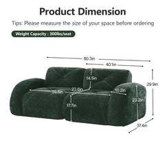 2-Piece Sofa Set Comfy Sofa Couch,  2+2 Seater Sofa Set,Deep Seat Sofa,Soft Velvet Fabric,32D High Density Sponge  Bottom,No Assembly Required, Modern Sofa Set for Living Room,Green