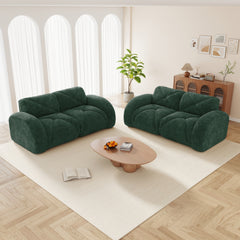 2-Piece Sofa Set Comfy Sofa Couch,  2+2 Seater Sofa Set,Deep Seat Sofa,Soft Velvet Fabric,32D High Density Sponge  Bottom,No Assembly Required, Modern Sofa Set for Living Room,Green