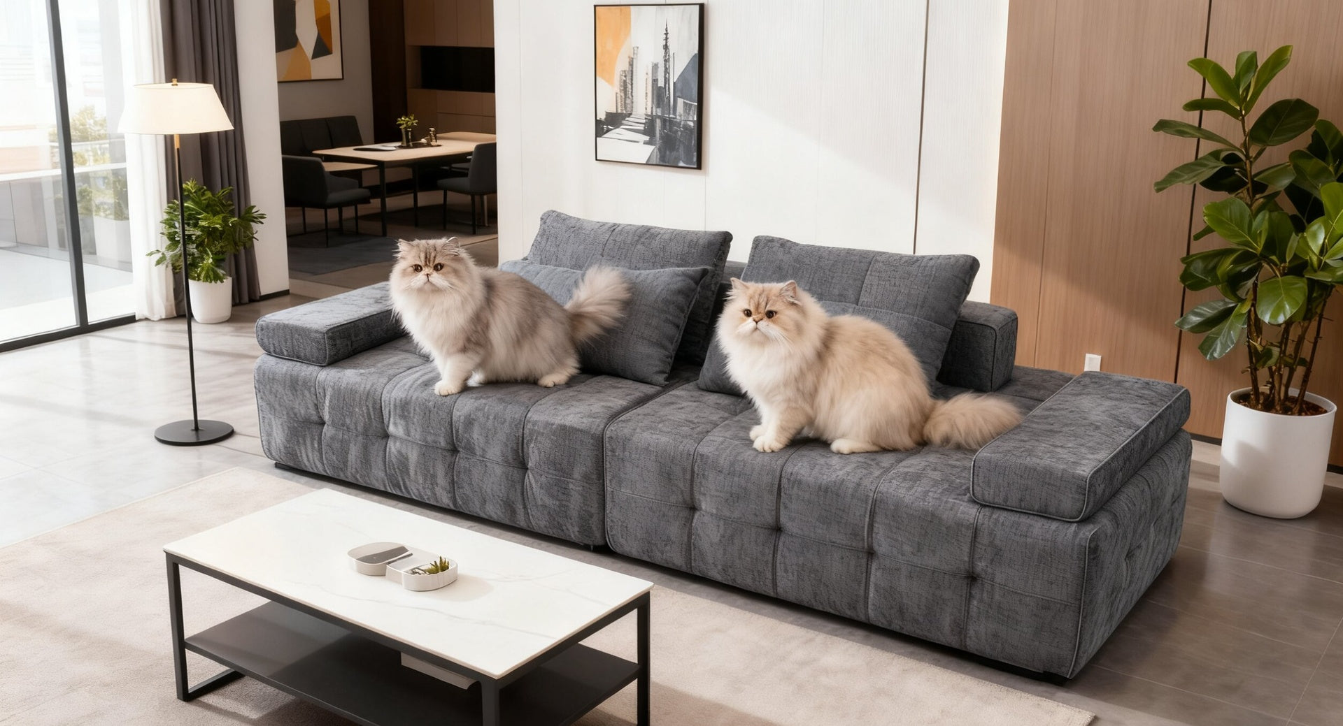 Sofa Couch for Living Room, Modern Loveseat Sofa with Extra Deep Seats, Comfy Armrests, Couches for Living Room Apartment Lounge, Easy Assembly, Grey
