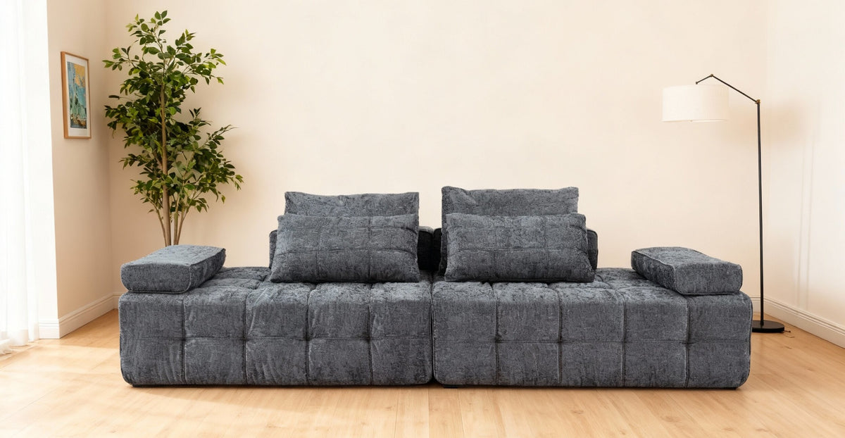 Sofa Couch for Living Room, Modern Loveseat Sofa with Extra Deep Seats, Comfy Armrests, Couches for Living Room Apartment Lounge, Easy Assembly, Grey