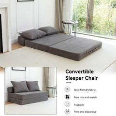 Foldable Sofa Bed Sleeper Lounge Chair with Pillow Floor Mattress Floor Couch with Backrest for Living Room/Dorm/Guest Room/Home Office, Twin