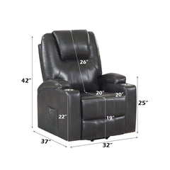 Gunmetal Leather Aire Recliner w/Power Lift & Massage