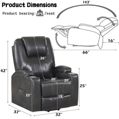 Gunmetal Leather Aire Recliner w/Power Lift & Massage