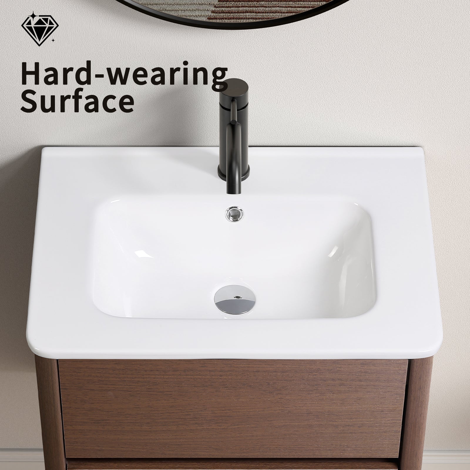 Bathroom Vessel Sink, Ceramic Bathroom Vanity Sink Top without Faucet&,Drain  Convenient for Storing Personal Items - Glossy White