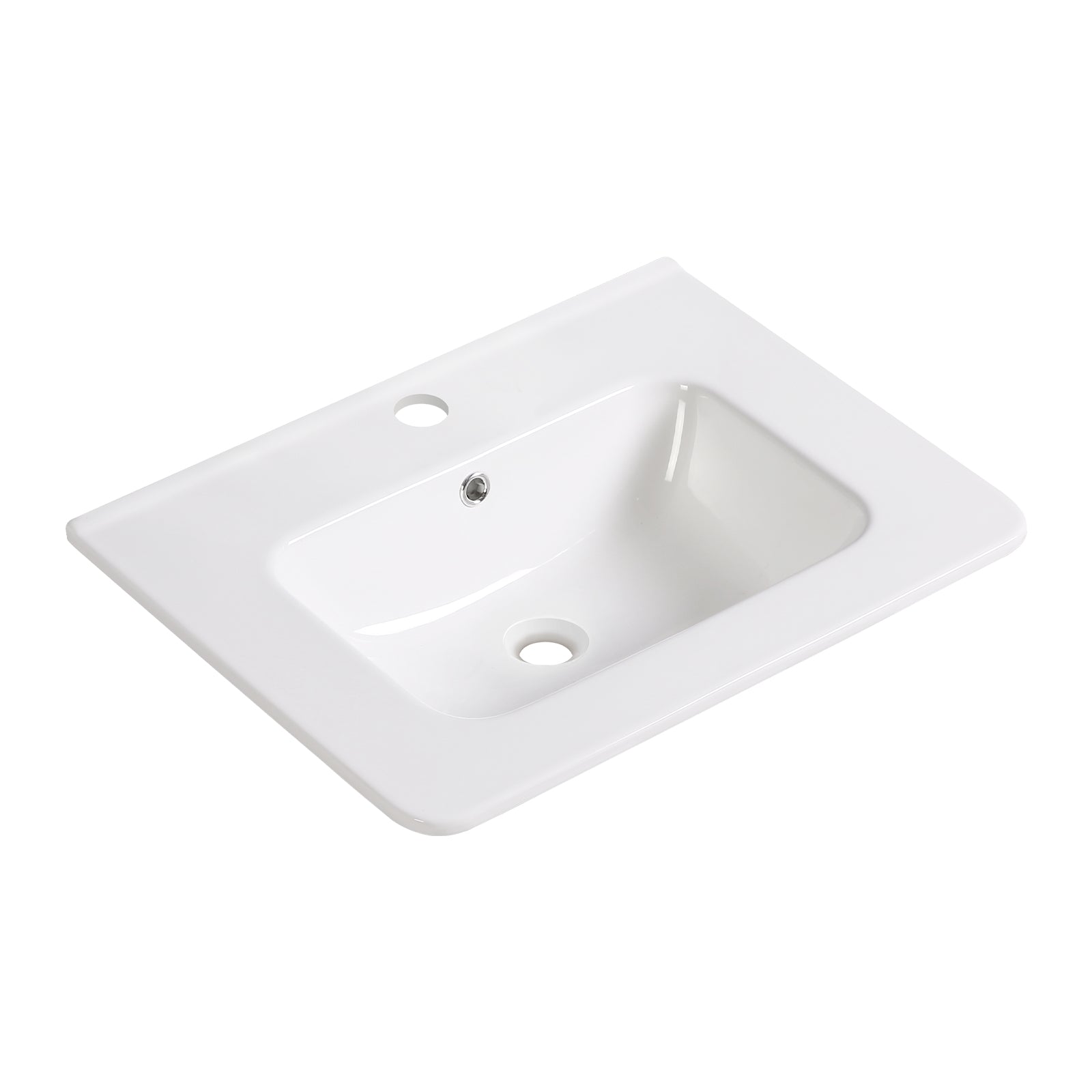 Bathroom Vessel Sink, Ceramic Bathroom Vanity Sink Top without Faucet&,Drain  Convenient for Storing Personal Items - Glossy White