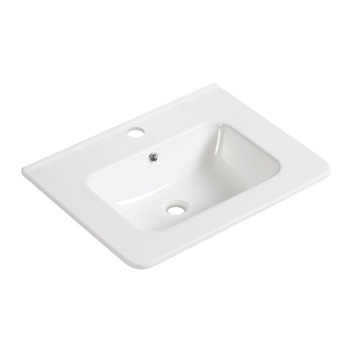 Bathroom Vessel Sink, Ceramic Bathroom Vanity Sink Top without Faucet&,Drain  Convenient for Storing Personal Items - Glossy White