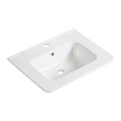 Bathroom Vessel Sink, Ceramic Bathroom Vanity Sink Top without Faucet&,Drain  Convenient for Storing Personal Items - Glossy White