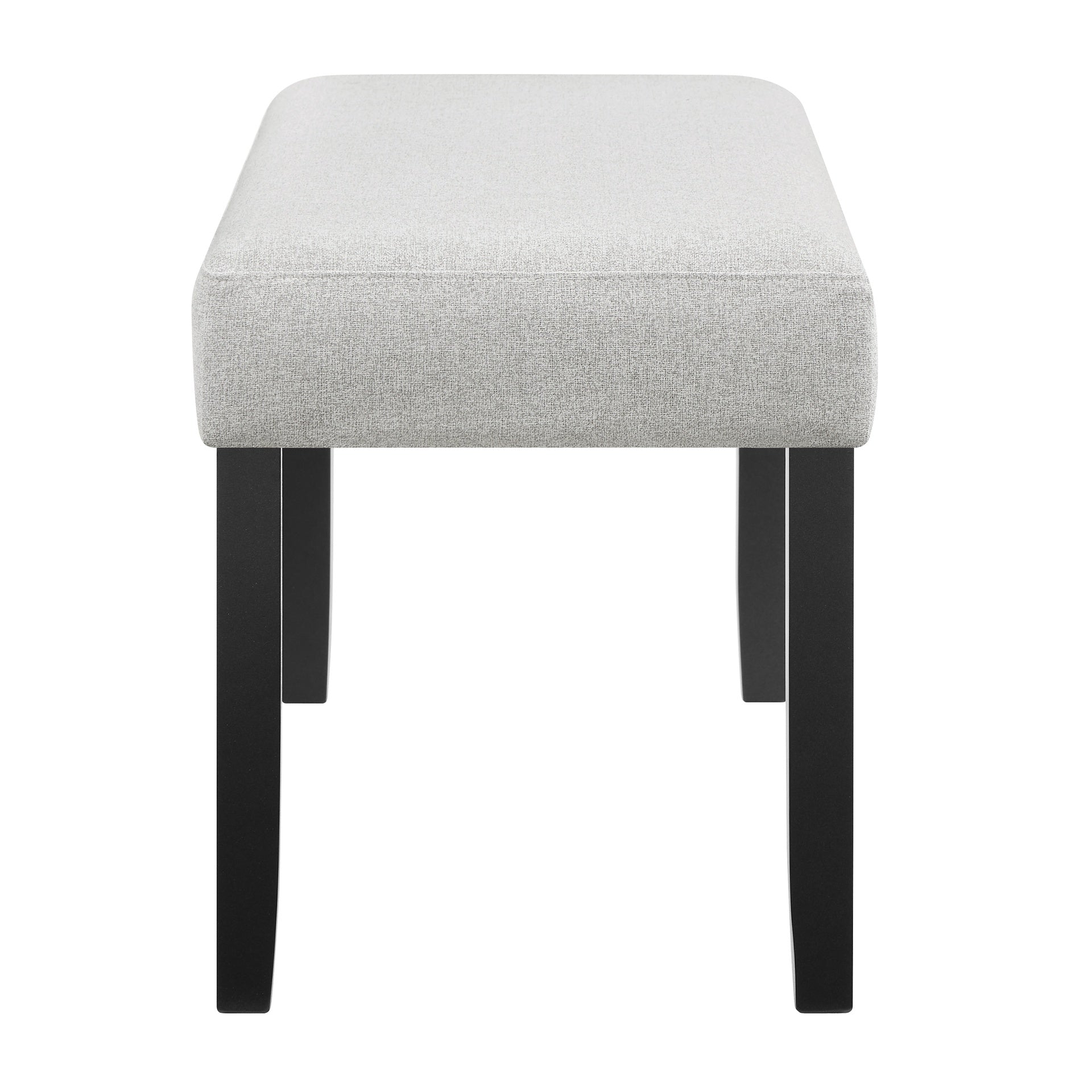 1pc Light Gray Upholstered Bench Soft Neutral Tone Dark Finish Legs Wooden Dining Room Furniture