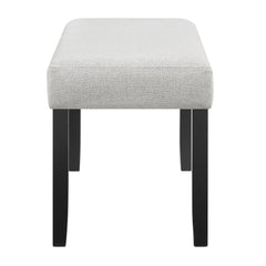 1pc Light Gray Upholstered Bench Soft Neutral Tone Dark Finish Legs Wooden Dining Room Furniture