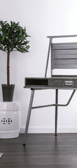 Modern Industrial Computer Desk USB Port One Drawer And Two Shelves With Metal Legs