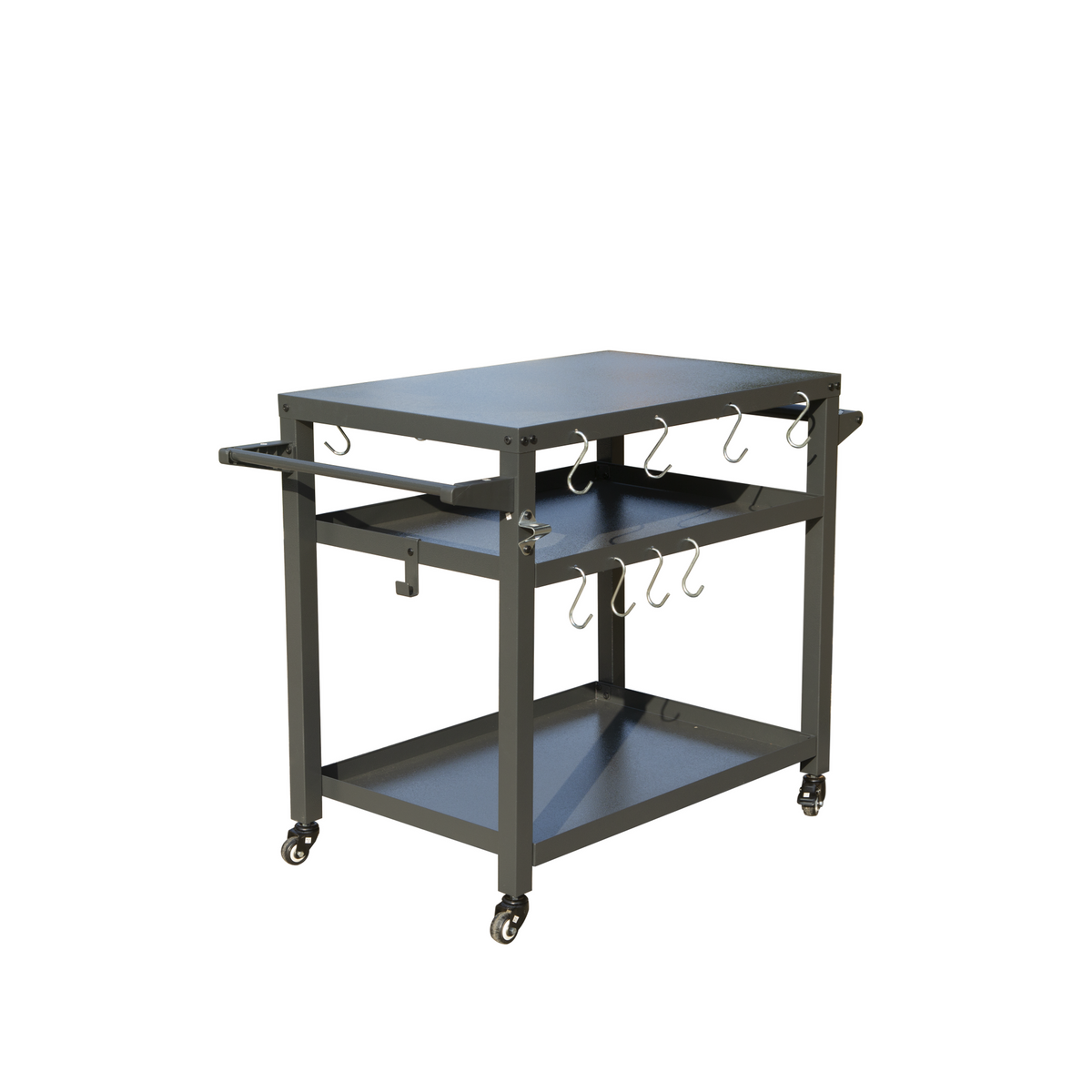 3-Shelf Outdoor Grill Table, Grill Cart Outdoor with Wheels, Pizza Oven and Food Prep Table, Blackstone Table with Stainless Steel Tabletop, Grill Stand for Blackstone Griddle for Outside BBQ