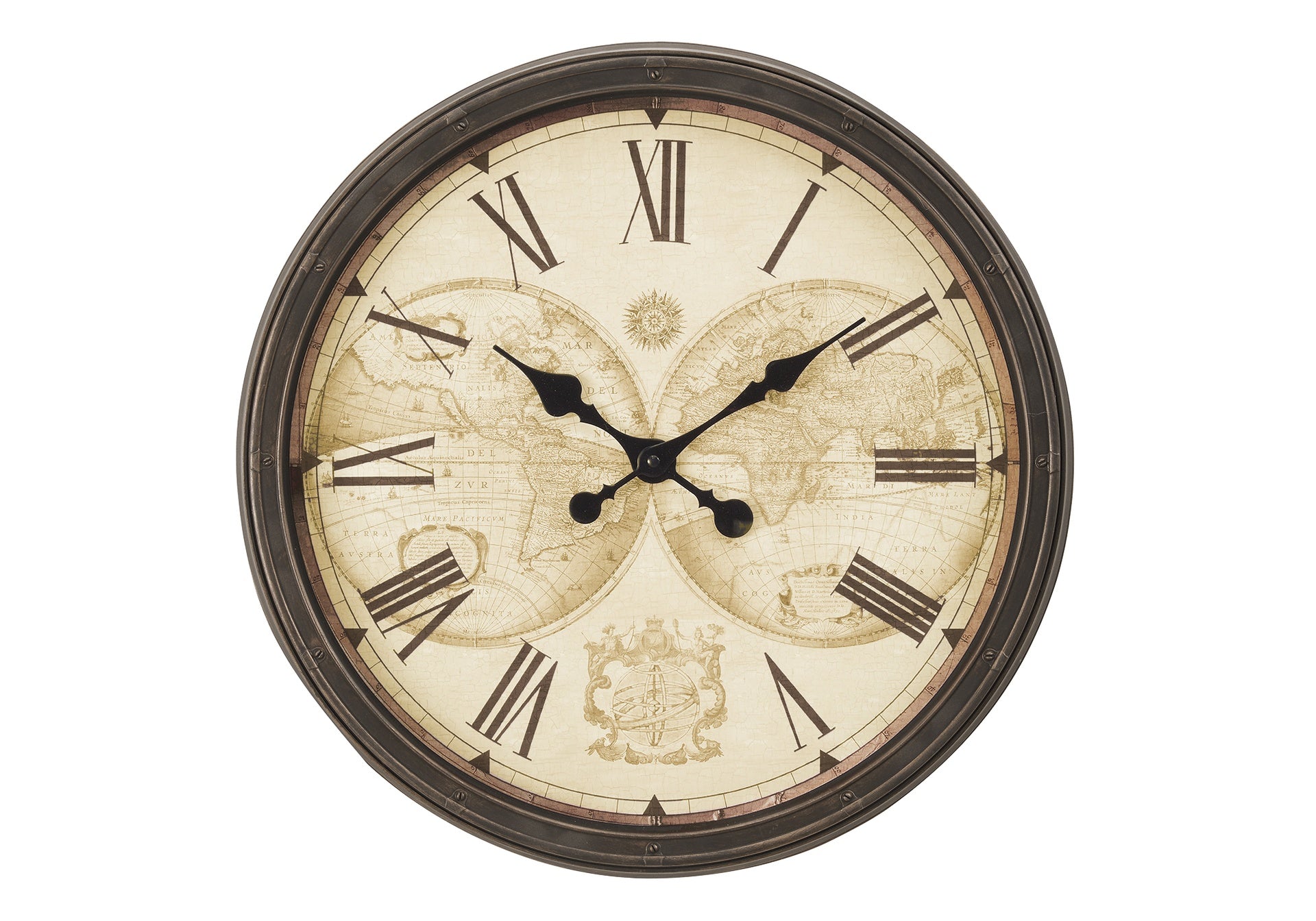 Clocks, 20" Round, Wall Clock, Antique Brown, Transitional