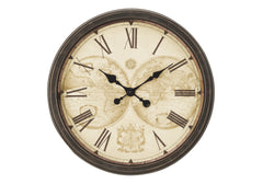 Clocks, 20" Round, Wall Clock, Antique Brown, Transitional