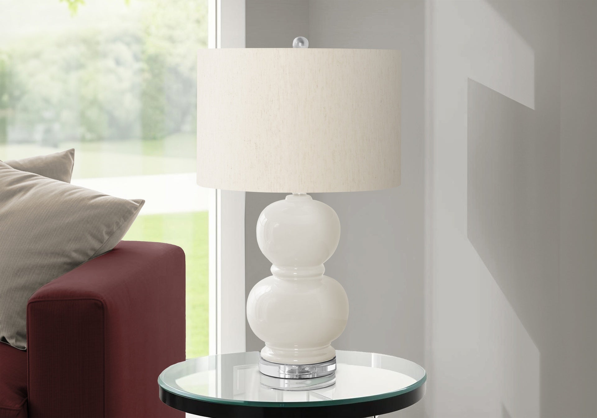 Lighting, 25"h, Cream Ceramic, Ivory / Cream Shade, Contemporary
