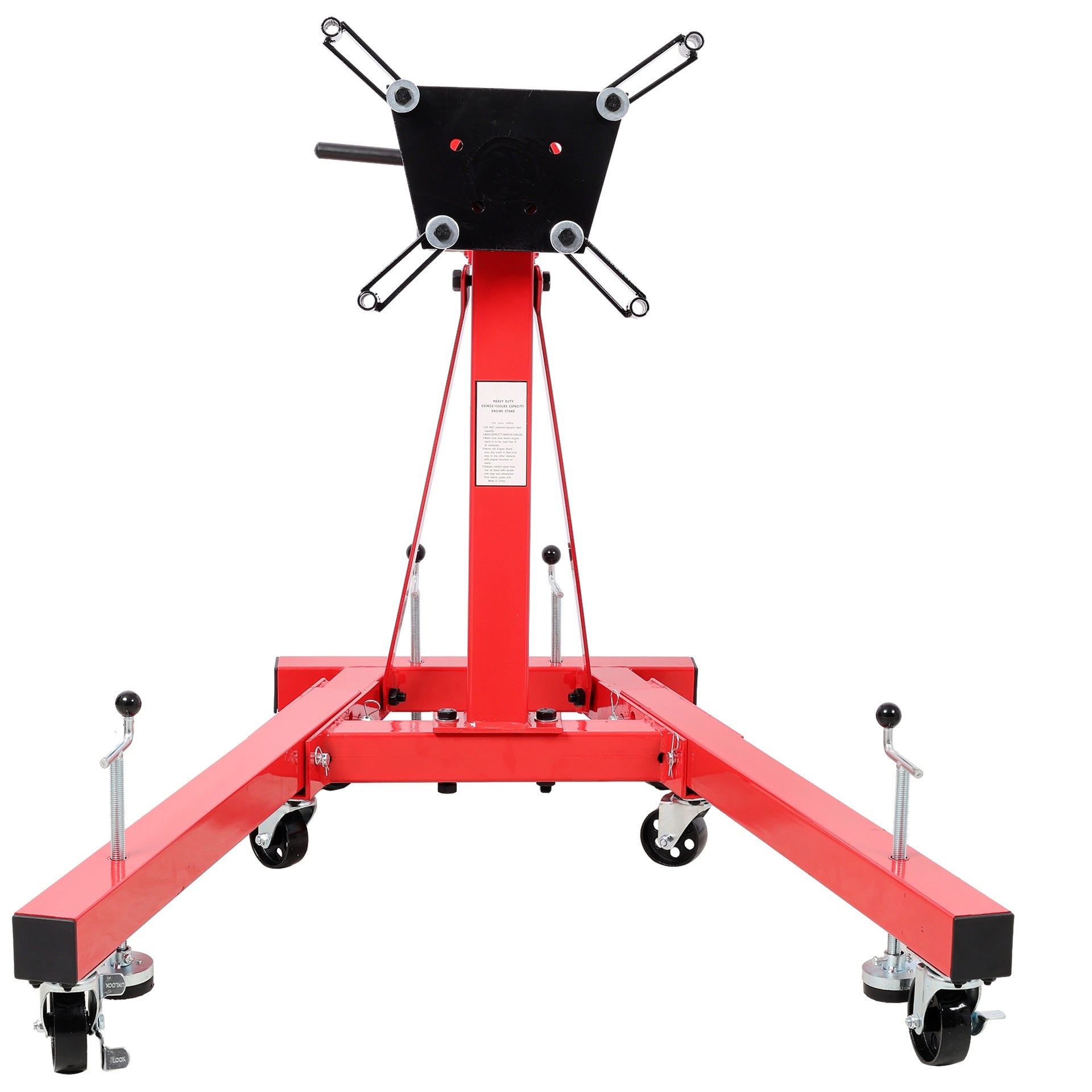 1500lbs Folding Engine Stand,Geared Rotating Head,360 Degree Adjustable Mounting Head,Red Color
