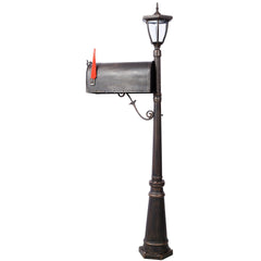 Mailbox/Post Light Combination Kit , Post with Mailbox, Fluted Base,  Decorative Modern Mailbox with Post, Stratford Heavy Duty Cast Aluminum Mailboxes for Outside, Mailbox Post Large Mail Box