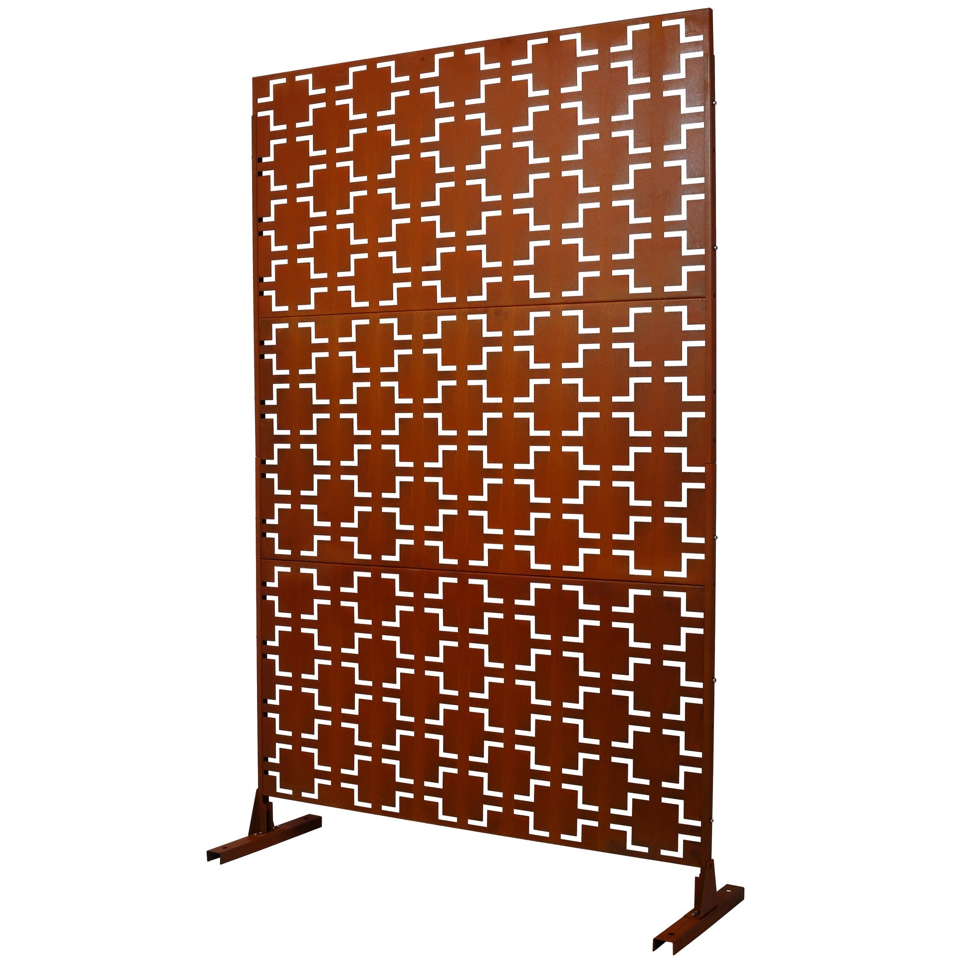 Outdoor & Indoor Privacy Screen Metal Privacy Screen 76" H×48" W, Freestanding Decorative Privacy Screen for Deck Balcony Patio, Privacy Fence Panels for Outside Lawn Garden PS105 RUSTY