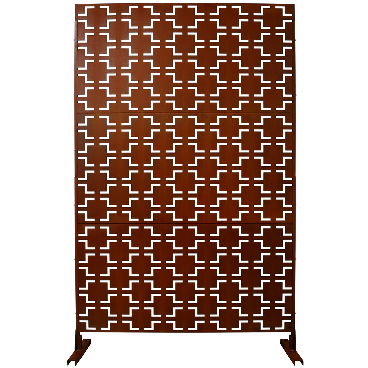 Outdoor & Indoor Privacy Screen Metal Privacy Screen 76" H×48" W, Freestanding Decorative Privacy Screen for Deck Balcony Patio, Privacy Fence Panels for Outside Lawn Garden PS105 RUSTY