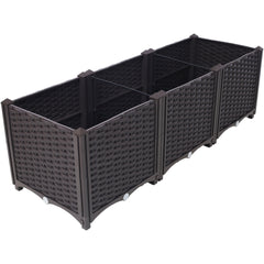 Deep Raised Garden Bed Plastic Planter Boxes for Vegetables Flowers Herbs and Succulents,Self-Watering Planter Box Raised Bed to Grow Flowers, Herbs & Vegetables, 47.2" L X 15.7" D X 14.7" H